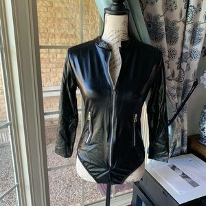 Black Faux Leather Bodysuit